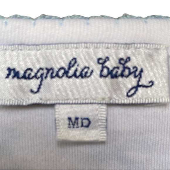 Magnolia Baby White with Blue Bunnies Size Medium Onesie - Picture 2 of 6